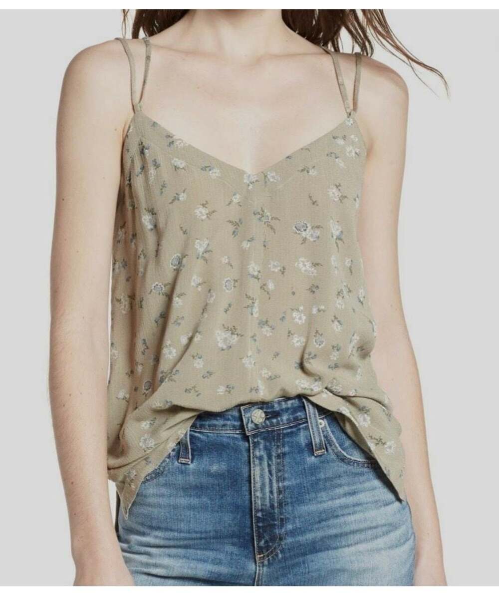AG Adriano Goldschmied $396 Floral Strappy Back Cami Crepe Top Size M